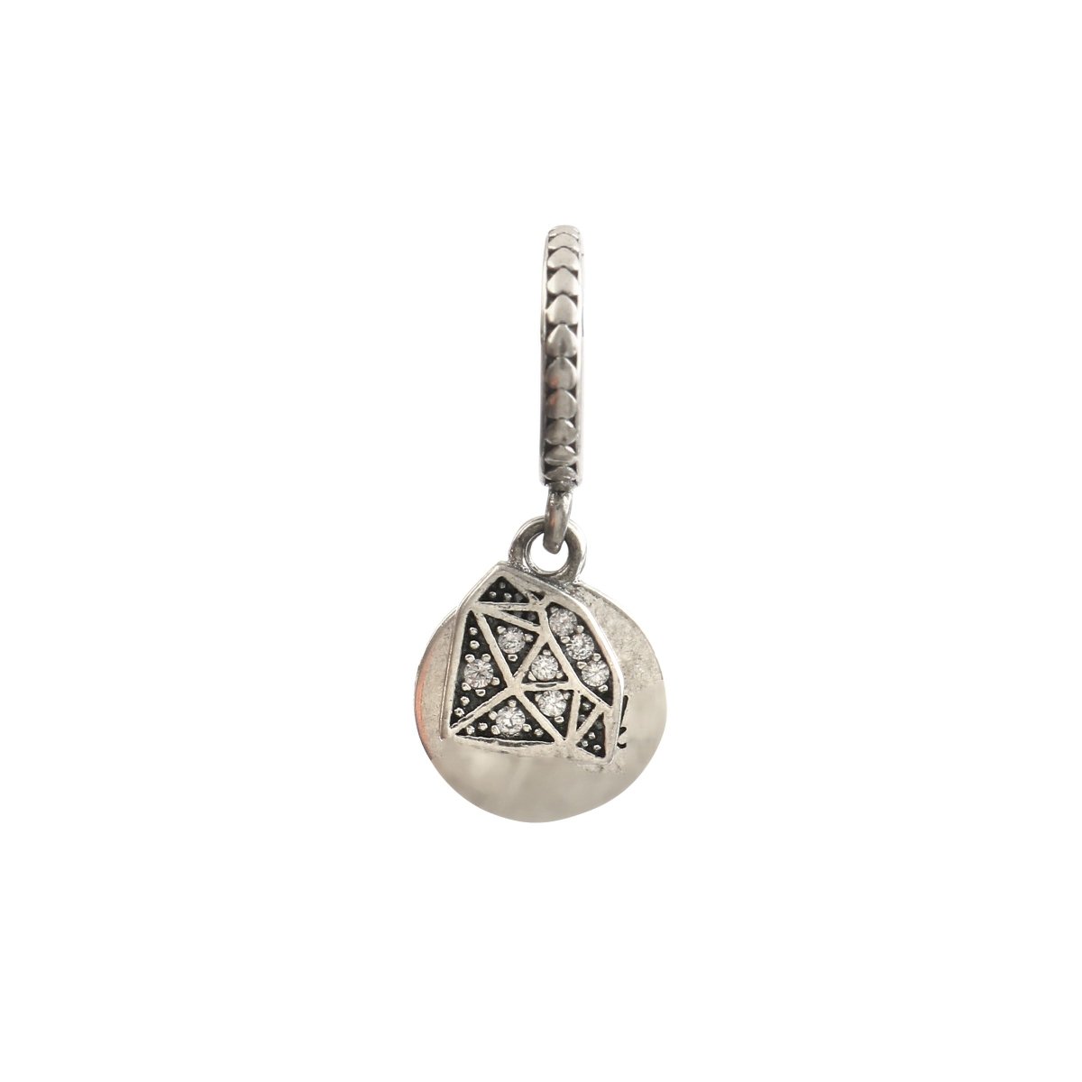 925 Sterling Silver Diamond & “You’re My Rock” Charm – Symbolic Love Bead for Charm Bracelets - Zirak Silver