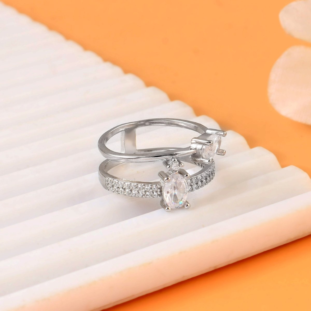 925 Sterling Silver Dual Marquise Stone Ring | Double Band Sparkling Silver Jewelry - Zirak Silver