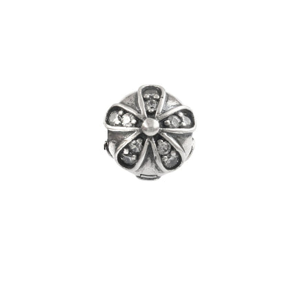925 Sterling Silver Floral CZ Charm Bead for Bracelets - Zirak Silver