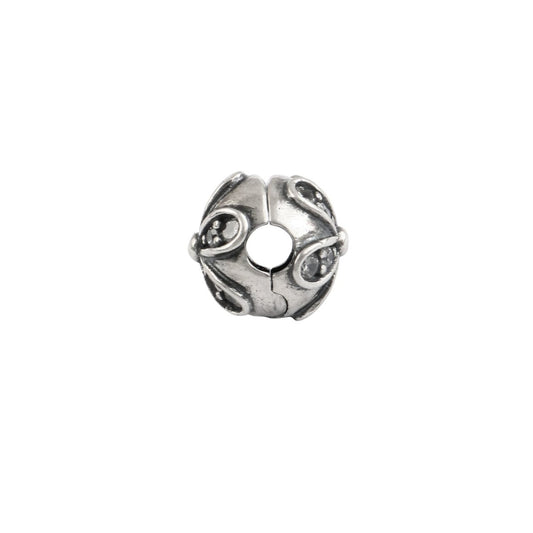925 Sterling Silver Floral CZ Charm Bead for Bracelets - Zirak Silver