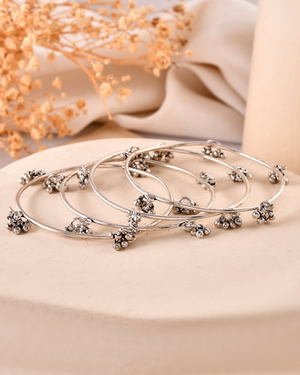 925 Sterling Silver Ghungroo Charm Bangles – Traditional Indian Kada Style - Zirak Silver