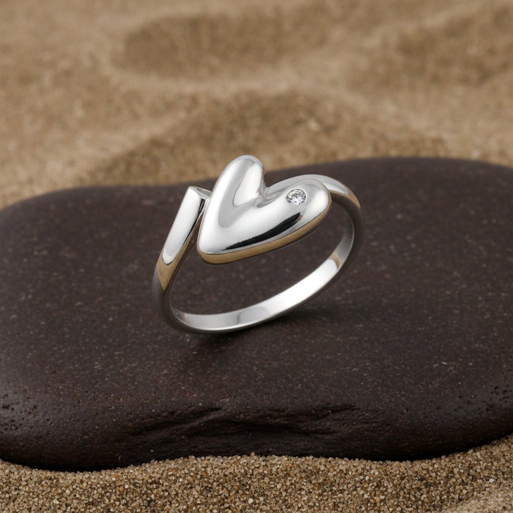 925 Sterling Silver Heart Adjustable Ring | Minimal Love Band | Elegant Silver Jewelry Gift for Her - Zirak Silver