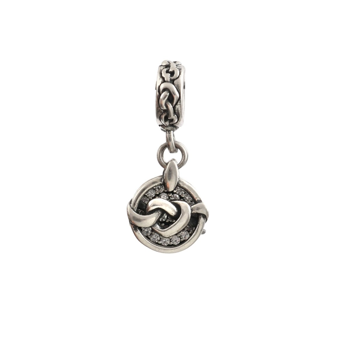 925 Sterling Silver Interlocking Circle Dangle Charm with CZ Pavé - Zirak Silver