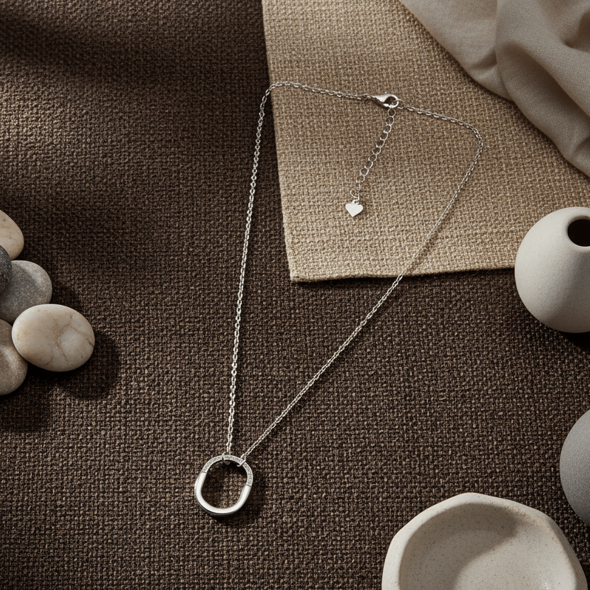 925 Sterling Silver Interlocking Rings Pendant Necklace - Zirak Silver