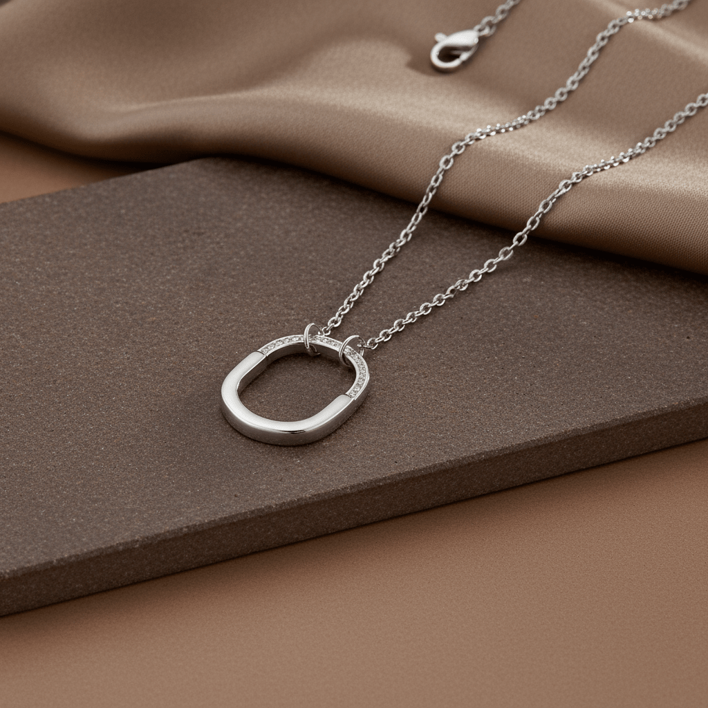 925 Sterling Silver Interlocking Rings Pendant Necklace - Zirak Silver