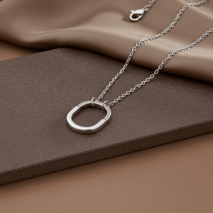 925 Sterling Silver Interlocking Rings Pendant Necklace - Zirak Silver