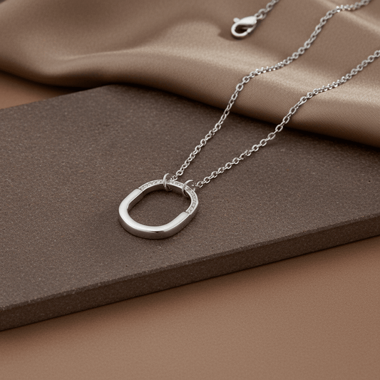 925 Sterling Silver Interlocking Rings Pendant Necklace - Zirak Silver