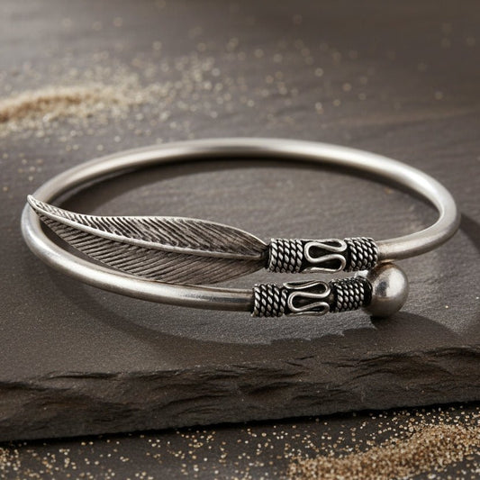 925 Sterling Silver Leaf Adjustable Cuff Bracelet - Zirak Silver