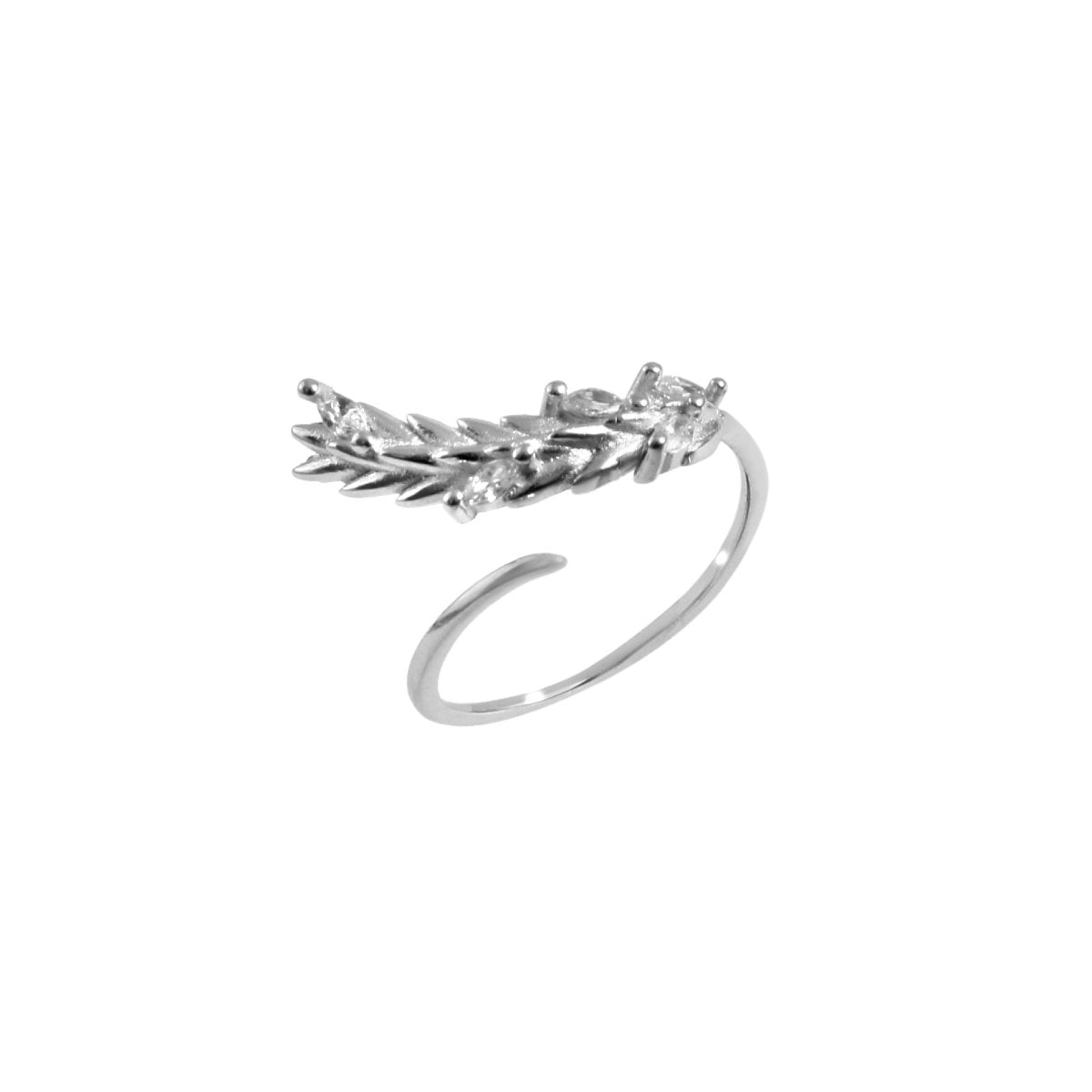 925 Sterling Silver Leaf Adjustable Ring | Handcrafted Nature - Inspired Silver Ring | Minimal Elegant Jewelry - Zirak Silver