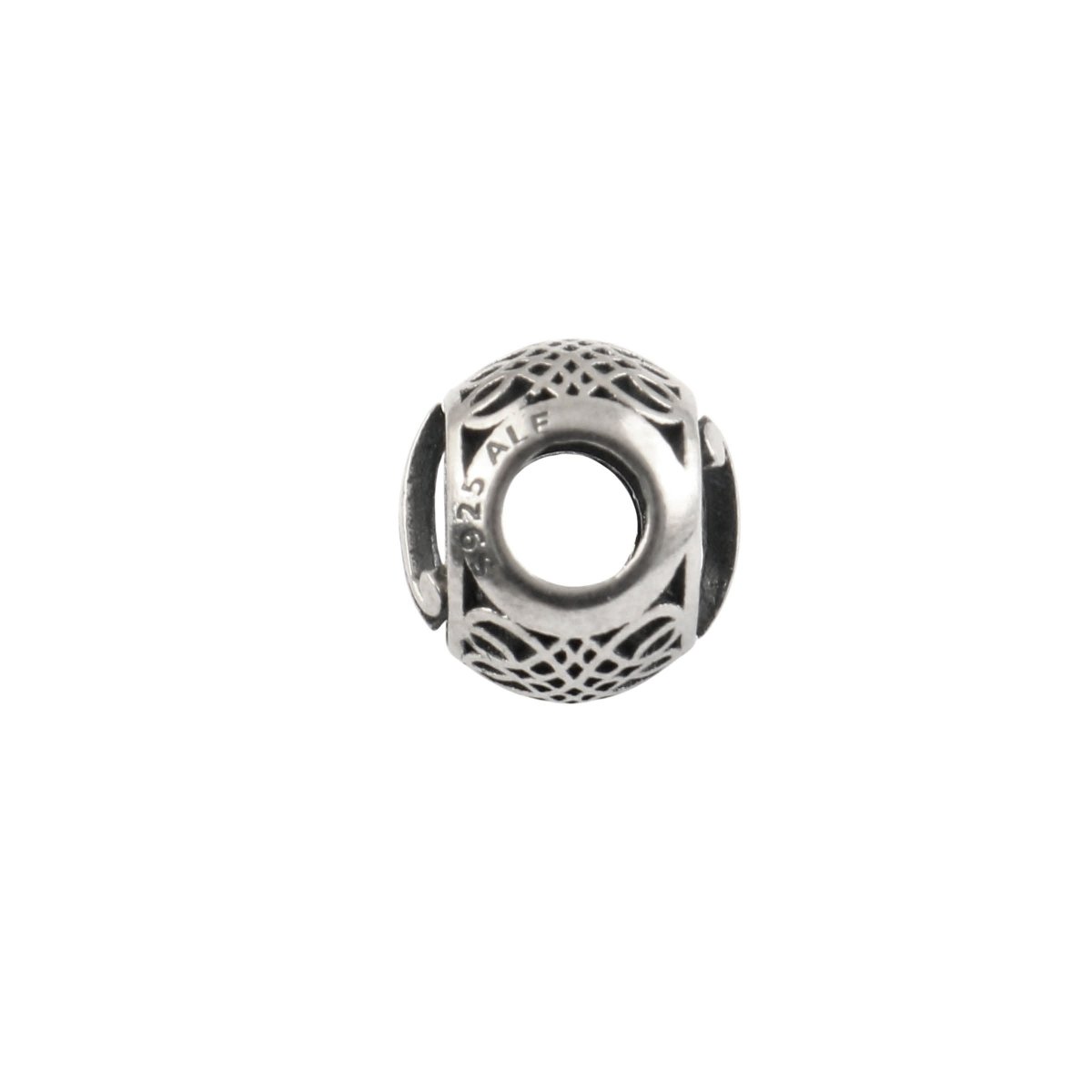 925 Sterling Silver Letter V Charm Bead with CZ Accent - Zirak Silver