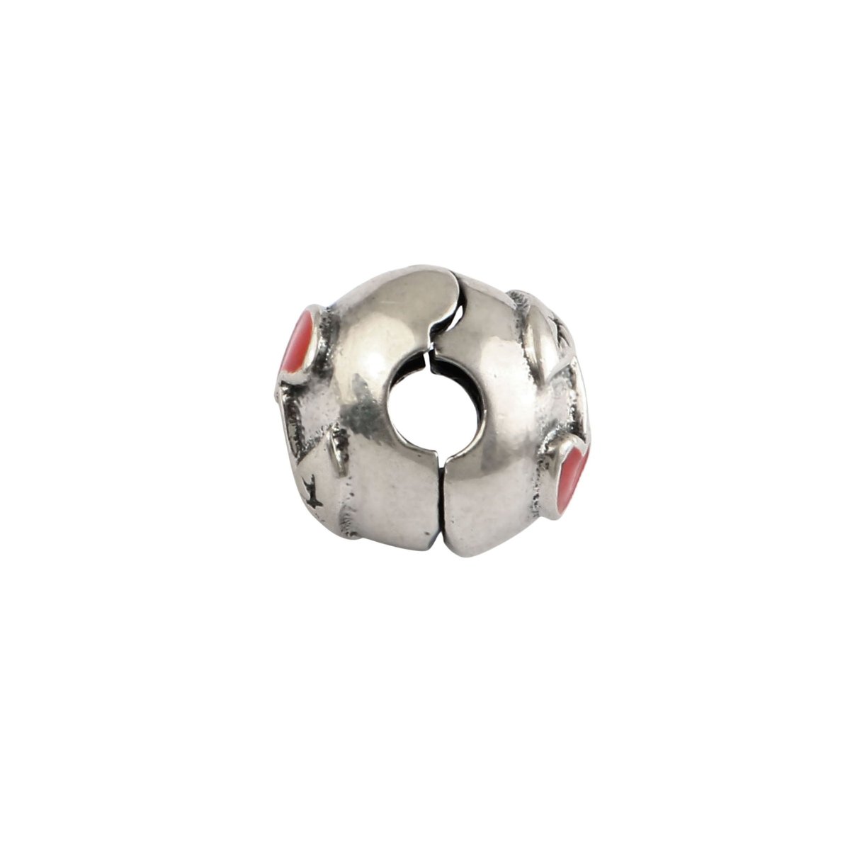 925 Sterling Silver Love Emoji Charm with Red Heart Eyes - Zirak Silver