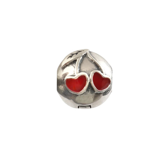 925 Sterling Silver Love Emoji Charm with Red Heart Eyes - Zirak Silver