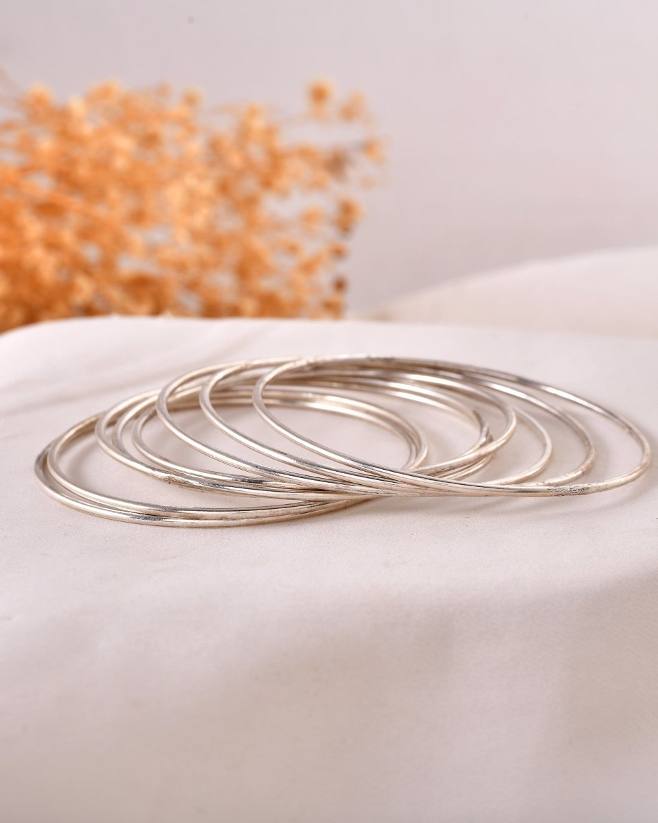 925 Sterling Silver Minimalist Bangle Set – Classic Stackable Bangles - Zirak Silver