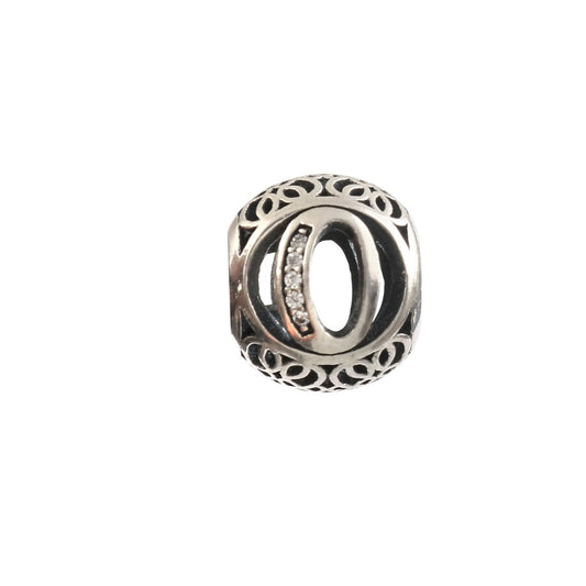 925 Sterling Silver Openwork CZ Barrel Charm Bead - Zirak Silver