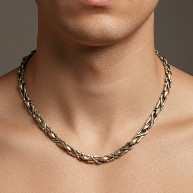 925 Sterling Silver Oxidized Twist - Link Chain Necklace - Zirak Silver