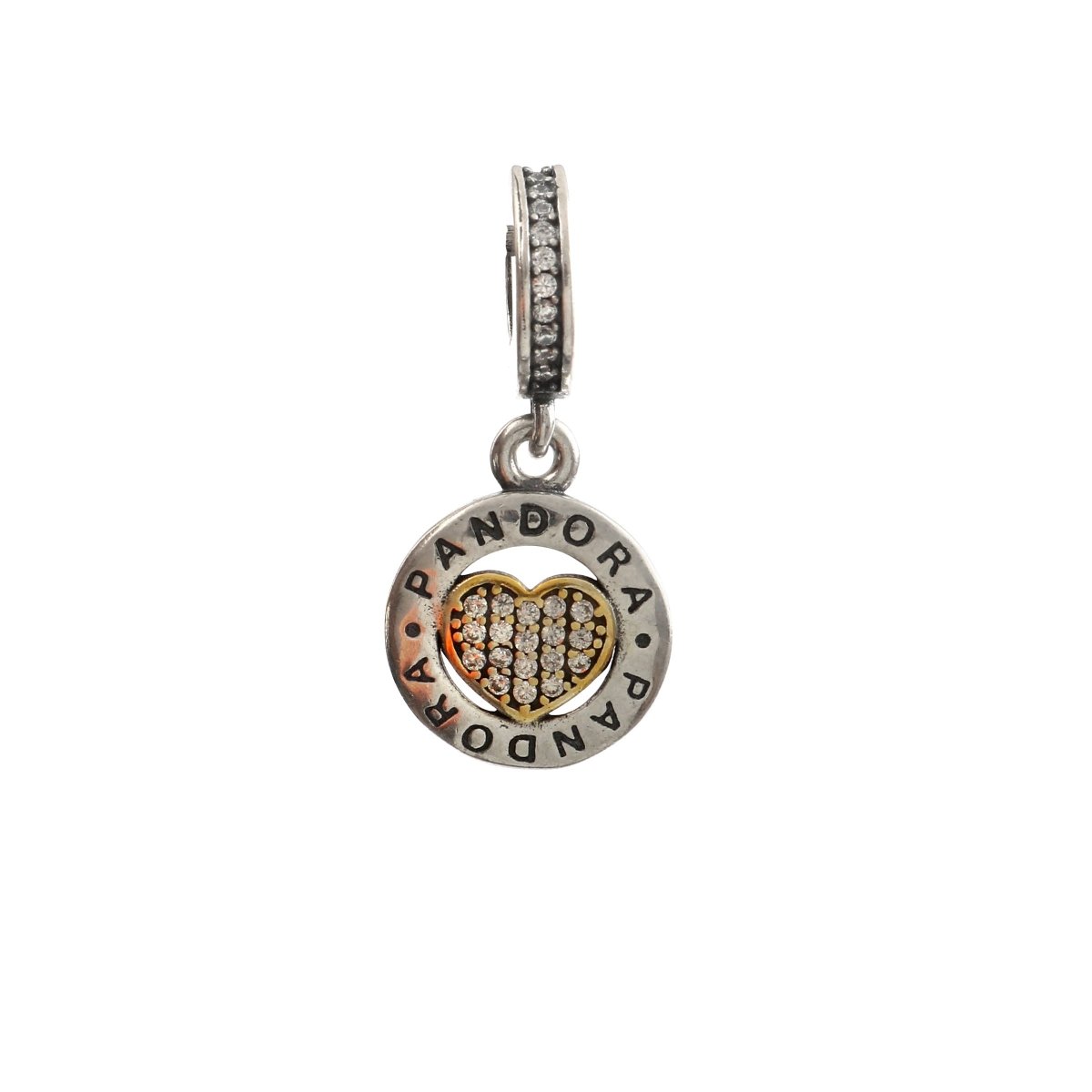 925 Sterling Silver Pandora Heart Circle Charm with Pavé CZ - Zirak Silver