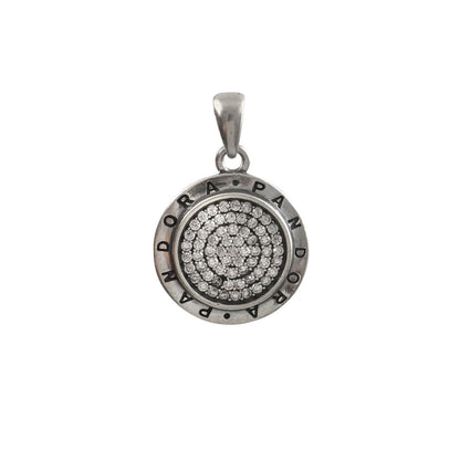 925 Sterling Silver Pandora Style Pavé Circle Pendant Charm - Zirak Silver