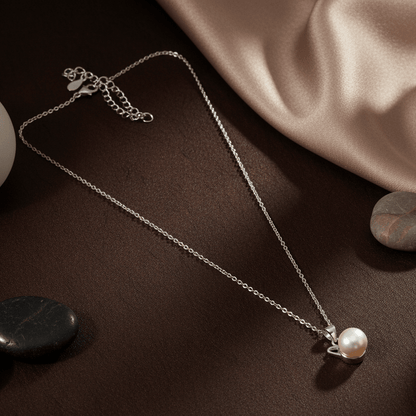 925 Sterling Silver Pearl Cat Pendant Necklace - Zirak Silver