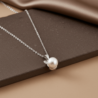 925 Sterling Silver Pearl Cat Pendant Necklace - Zirak Silver