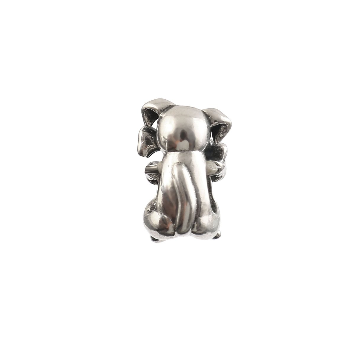 925 Sterling Silver Puppy Charm with Heart Stone – Cute Dog Bead for Charm Bracelet - Zirak Silver