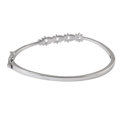 925 Sterling Silver Rose Gold Floral CZ Bangle - Zirak Silver