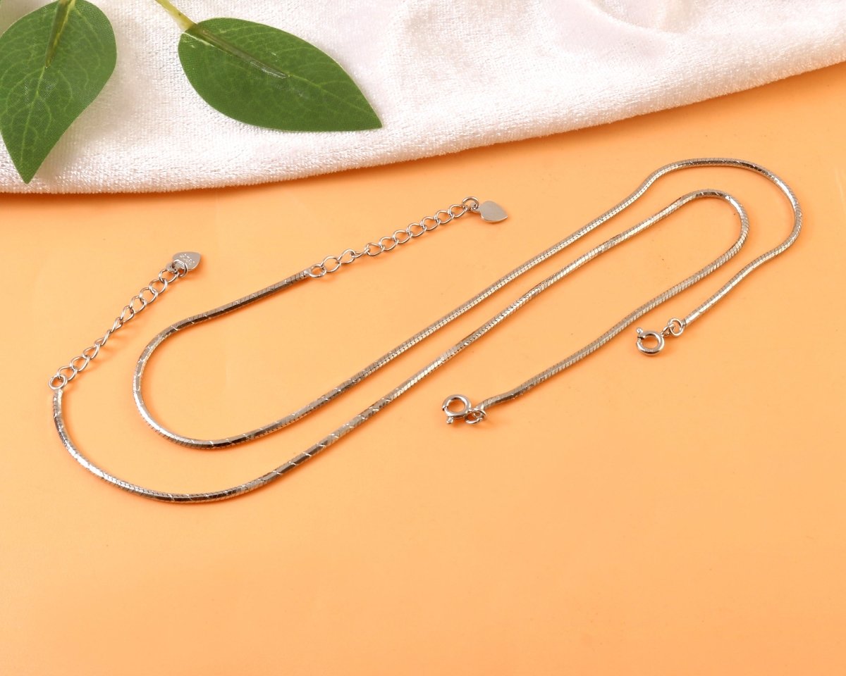 925 Sterling Silver Sleek Herringbone Adjustable Anklet – Minimalist Everyday Jewelry - Zirak Silver