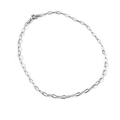 925 Sterling Silver Twisted Oval Link Anklet – Minimal Textured Silver Anklet for Women - Zirak Silver