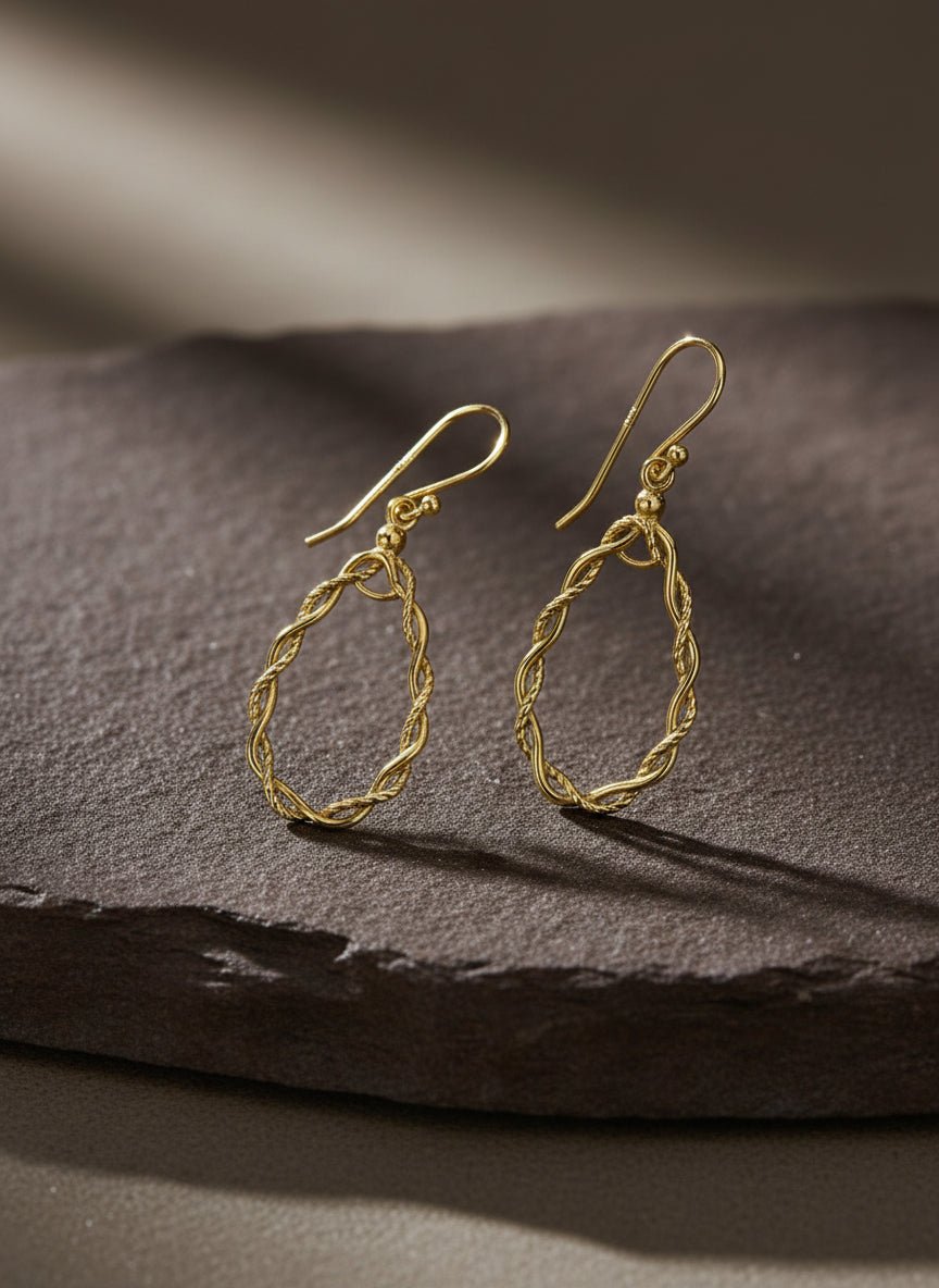 925 Sterling Silver Twisted Teardrop Earrings - Zirak Silver