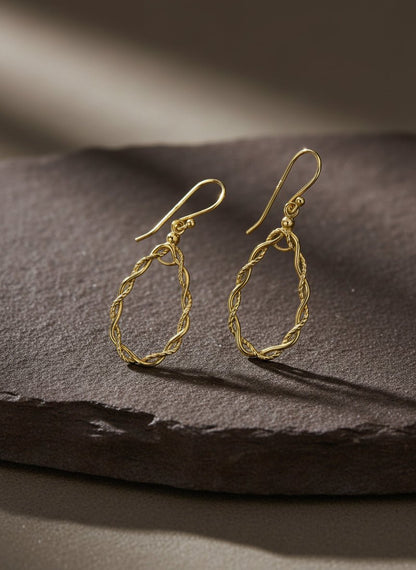 925 Sterling Silver Twisted Teardrop Earrings - Zirak Silver