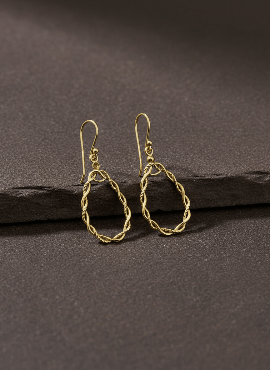 925 Sterling Silver Twisted Teardrop Earrings - Zirak Silver