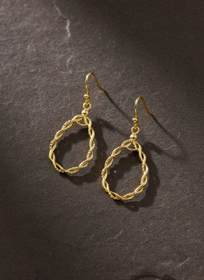 925 Sterling Silver Twisted Teardrop Earrings - Zirak Silver