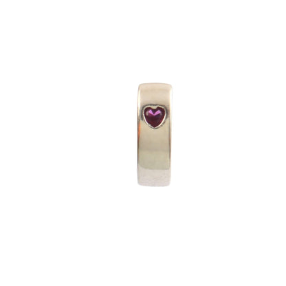 925 Sterling Silver “You & Me” Heart Charm with Pink Stone - Zirak Silver