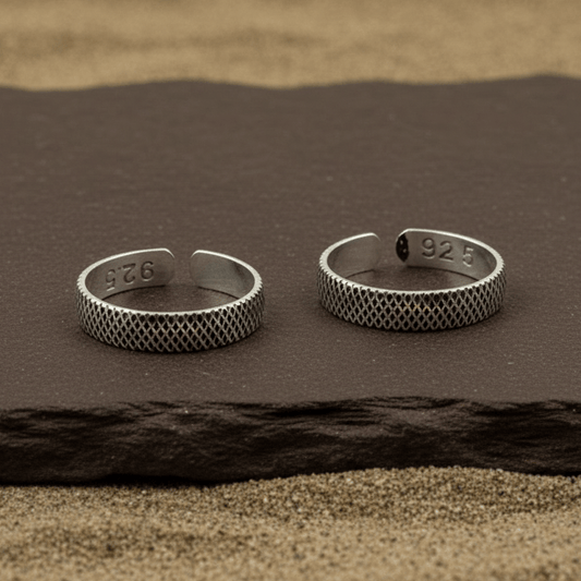 925 Textured Silver Toe Ring - Zirak Silver