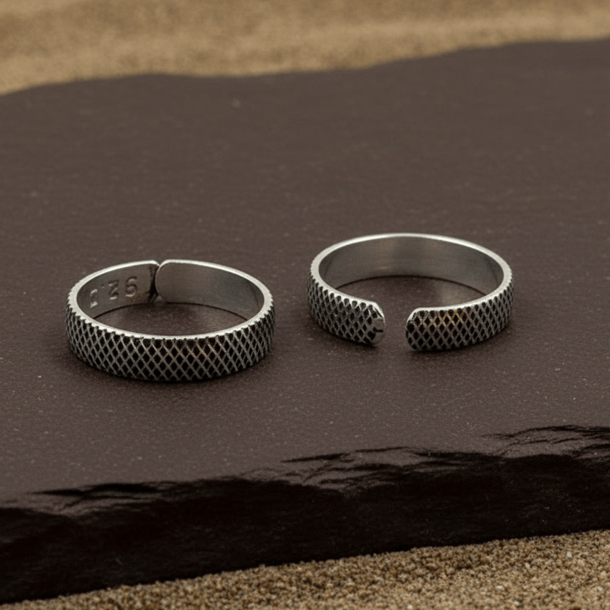 925 Textured Silver Toe Ring - Zirak Silver