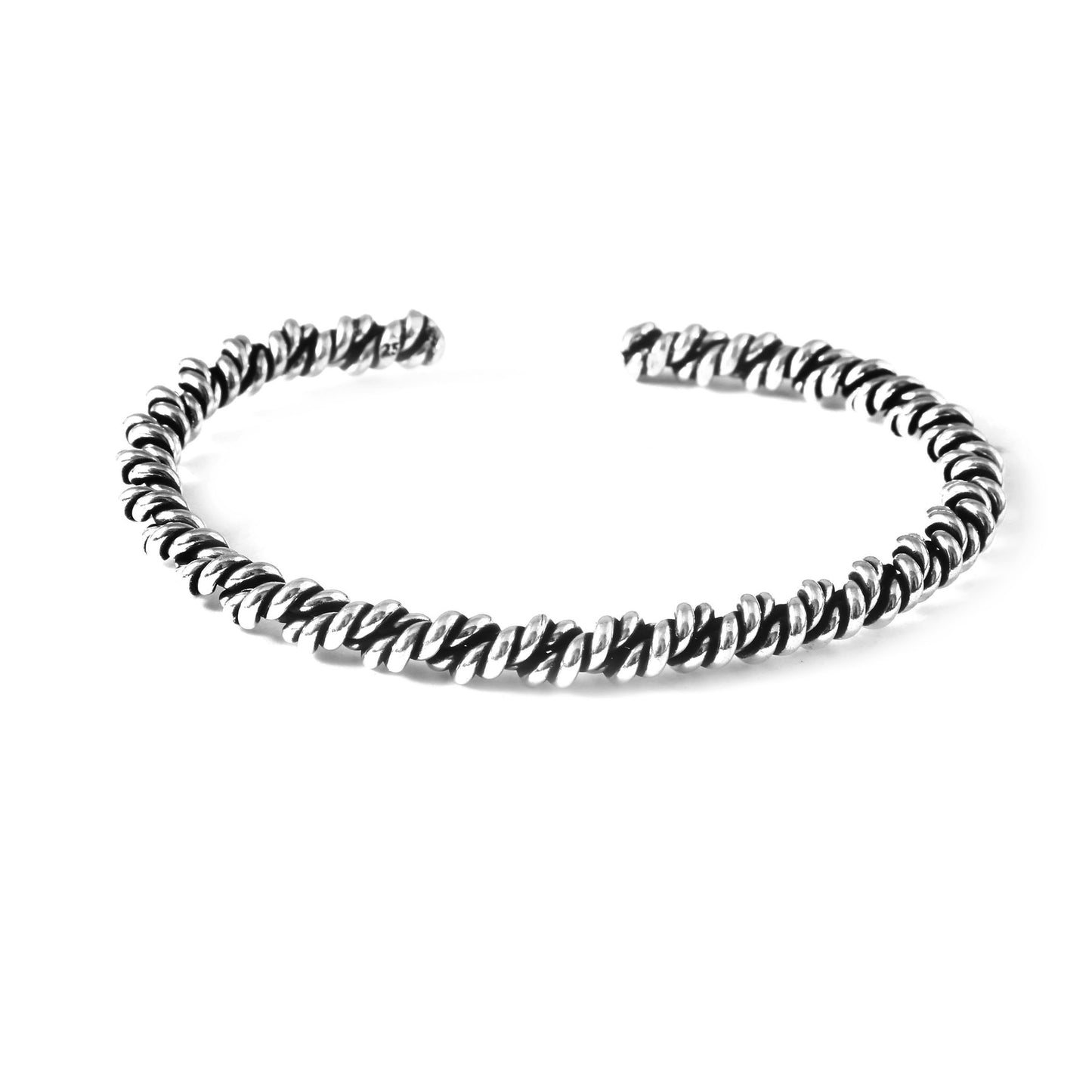 Vastra Cuff – Oxidised 925 Silver Horizontal Weave Cuff Bracelet