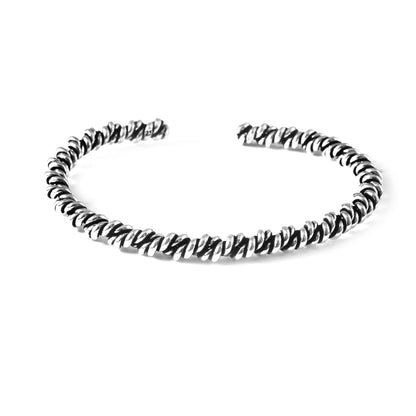 Vastra Cuff – Oxidised 925 Silver Horizontal Weave Cuff Bracelet