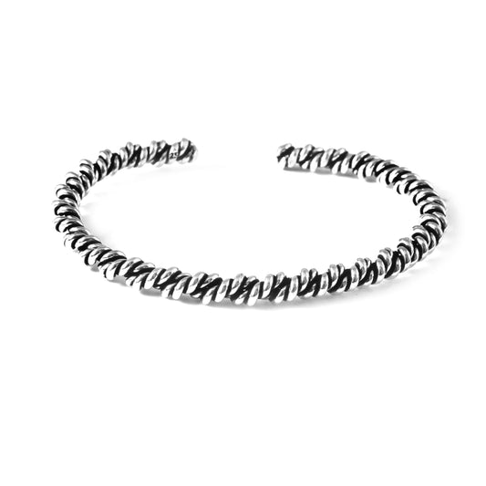 Vastra Cuff – Oxidised 925 Silver Horizontal Weave Cuff Bracelet