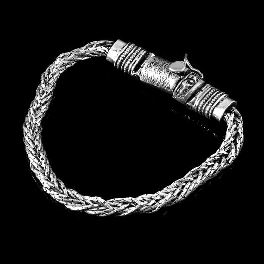 Doha Bracelet – Oxidised 925 Silver Double Strand Fish Weave Bracelet