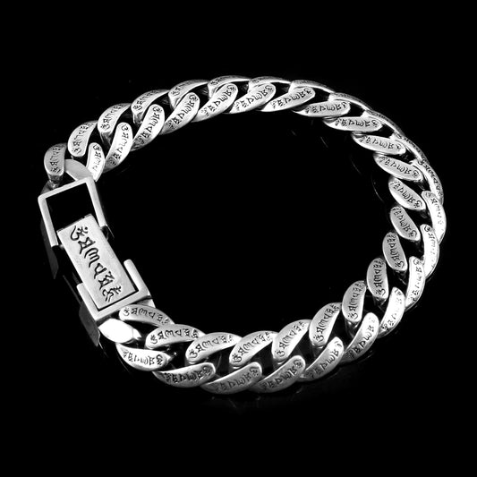 Sultan Bracelet – Oxidised 925 Silver Turkish Cuban Satin Link Bracelet