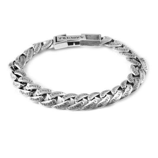 Sultan Bracelet – Oxidised 925 Silver Turkish Cuban Satin Link Bracelet