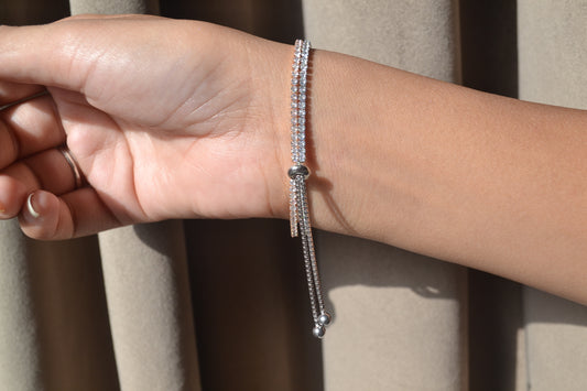 Ziyaan Bracelet – 925 Silver Double Line Zircon Tennis Bracelet