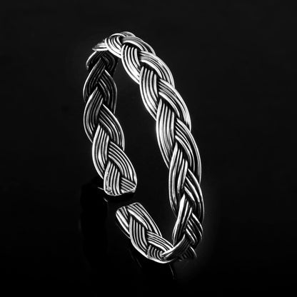 Reeva Bracelet – Oxidised 925 Silver Flexible Woven Vine Bracelet