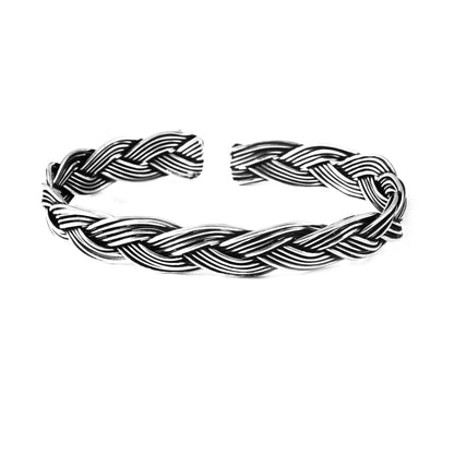 Reeva Bracelet – Oxidised 925 Silver Flexible Woven Vine Bracelet