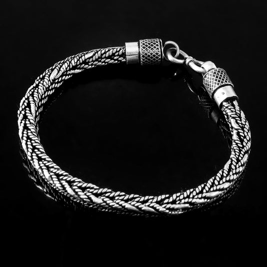 Mahi Bracelet – Oxidised 925 Silver Fish Tail Dotted Link Bracelet