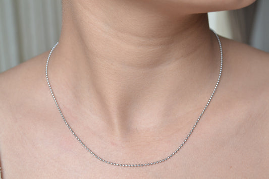 Tazeen Chain – Rhodium Plated Beaded Silver Chain