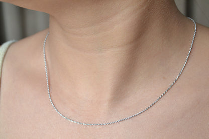 Delicate Twisted Rope Silver Chain – 925 Sterling Fine Cable Necklace