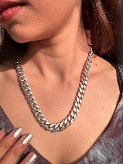 Agha Chain – Glossy Finish Cuban Silver Chain