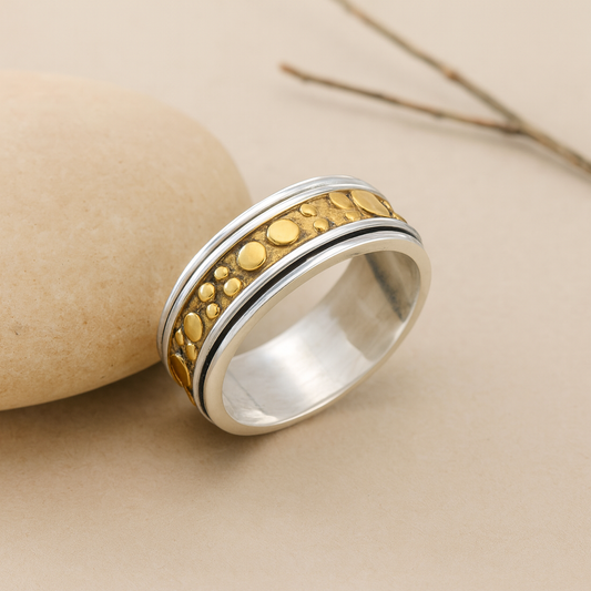 Bold Dotted Brass Spinner Ring