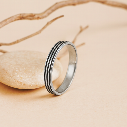 Minimalist Triple-Groove 925 Silver Band Ring