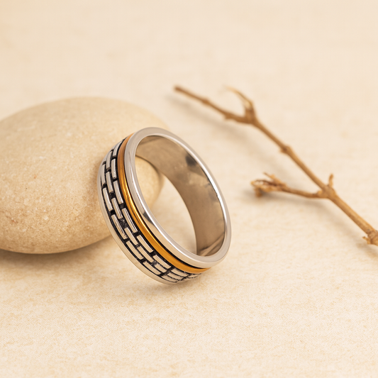 Bold Hammer Band Textured Silver Ring